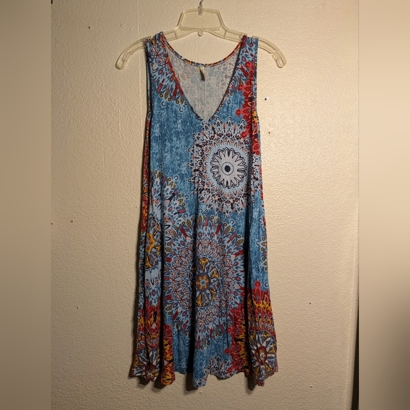 Bishuige Bohemian Sleeveless Dress with Mandala Print Size Medium Pre-owned - Picture 1 of 6